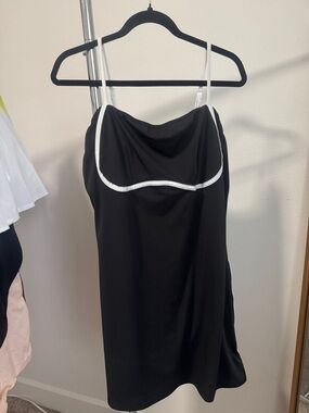 Derek Heart Black Mini Slip Dress with White Trim